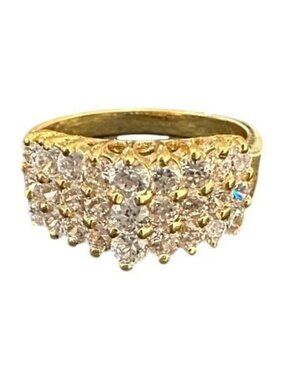 Vintage Cluster Ring Gold Tone Size 9 Pyramid Peak Dome Womens Jewelry Gift